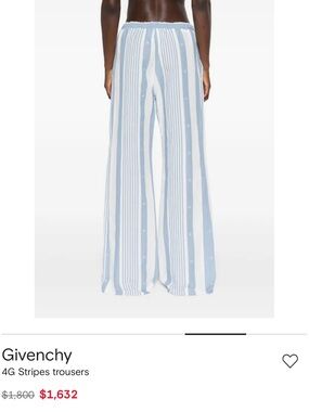 Givenchy White and Light Blue Vertical-Stripe Wide-Leg Trousers